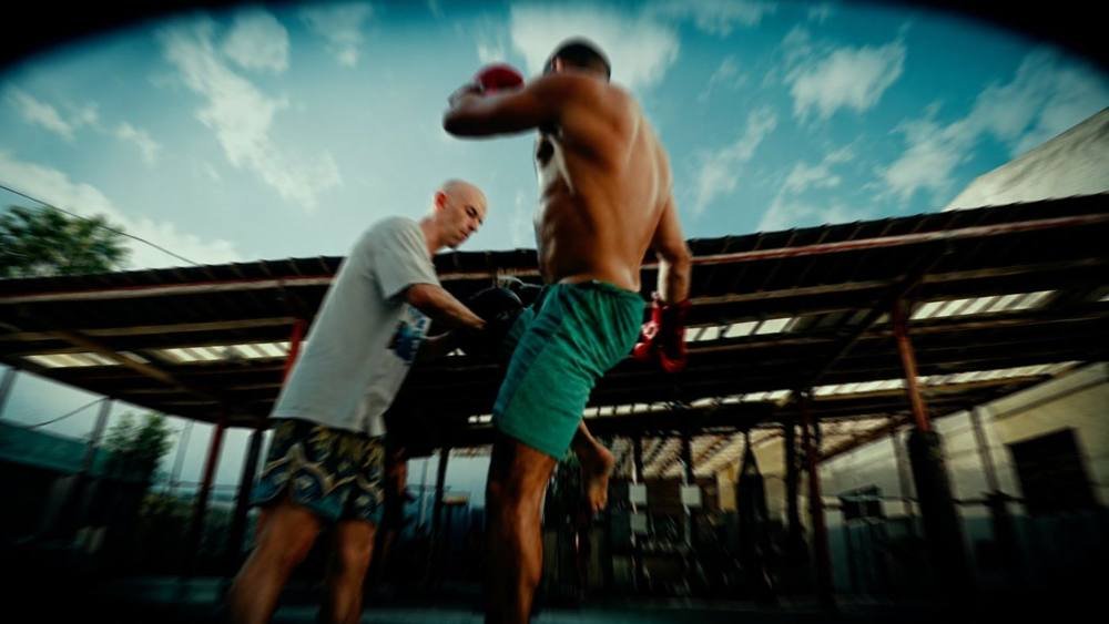 Muay Thai pad work at Lions Gate Retreats in Tulum