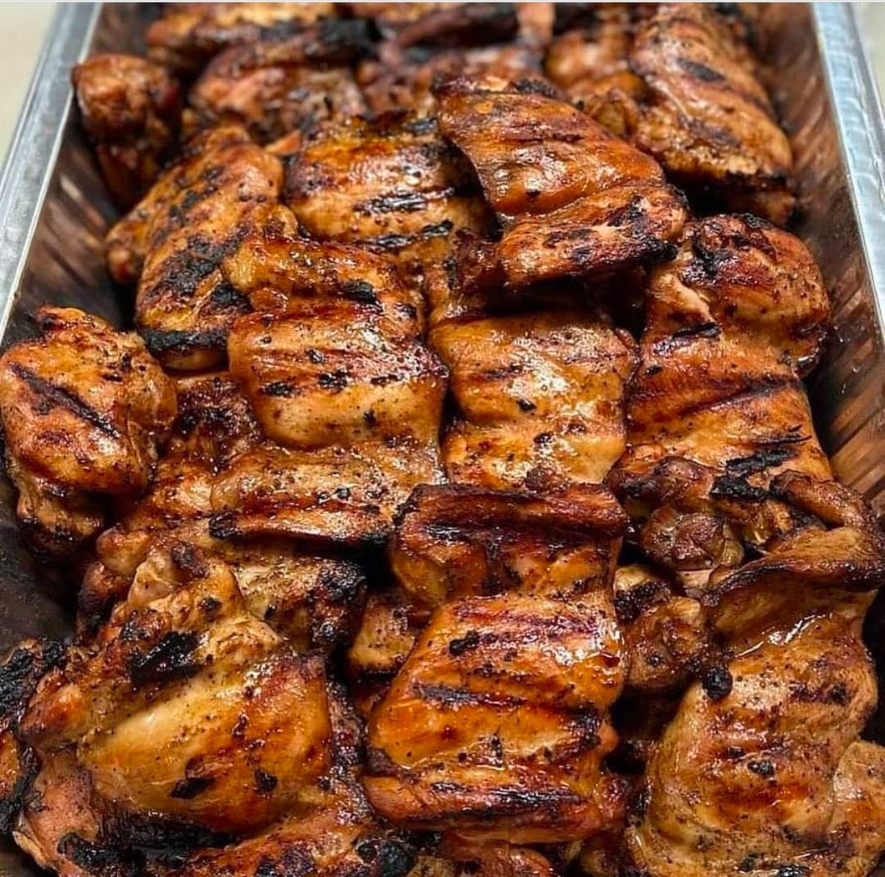 A tray of grilled barbecue chicken from Guahan Grill