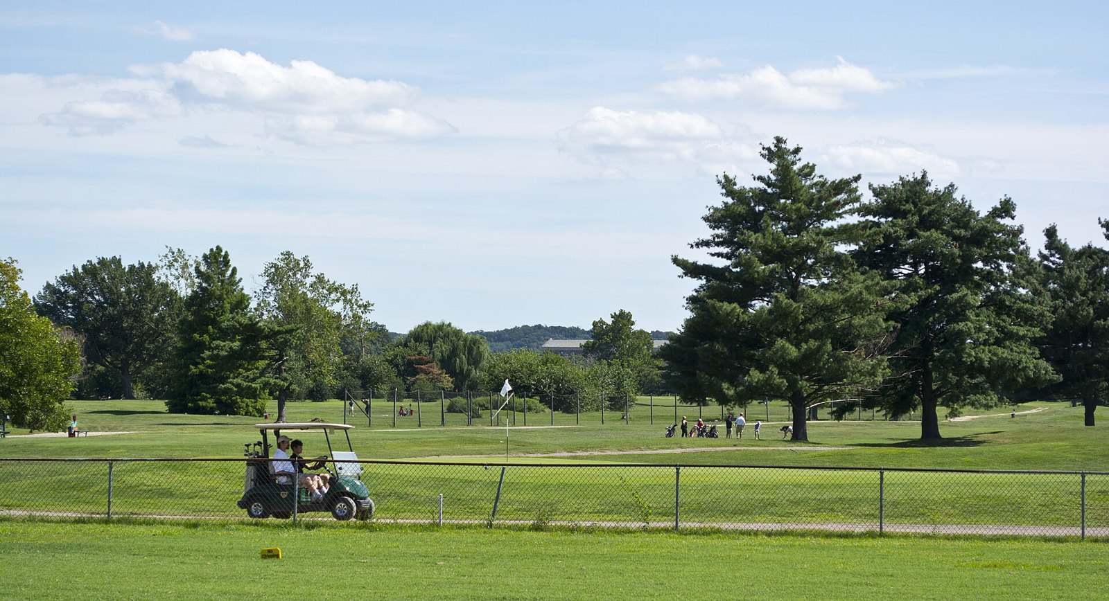 View across the Blue Course toward the Red Course at East Potomac Golf Links in Washington, D.C.