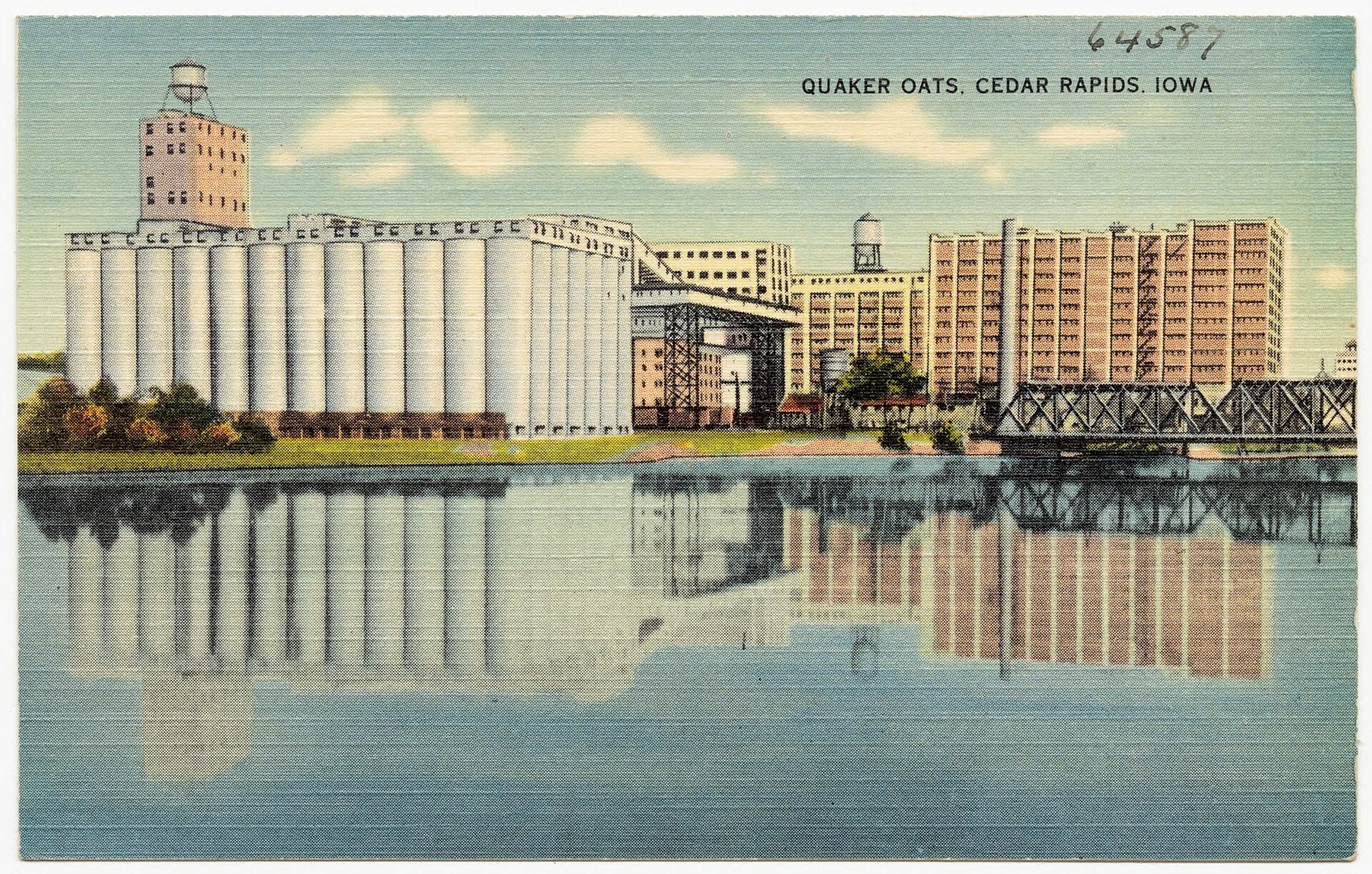 Vintage postcard view of the Quaker Oats plant in Cedar Rapids, Iowa