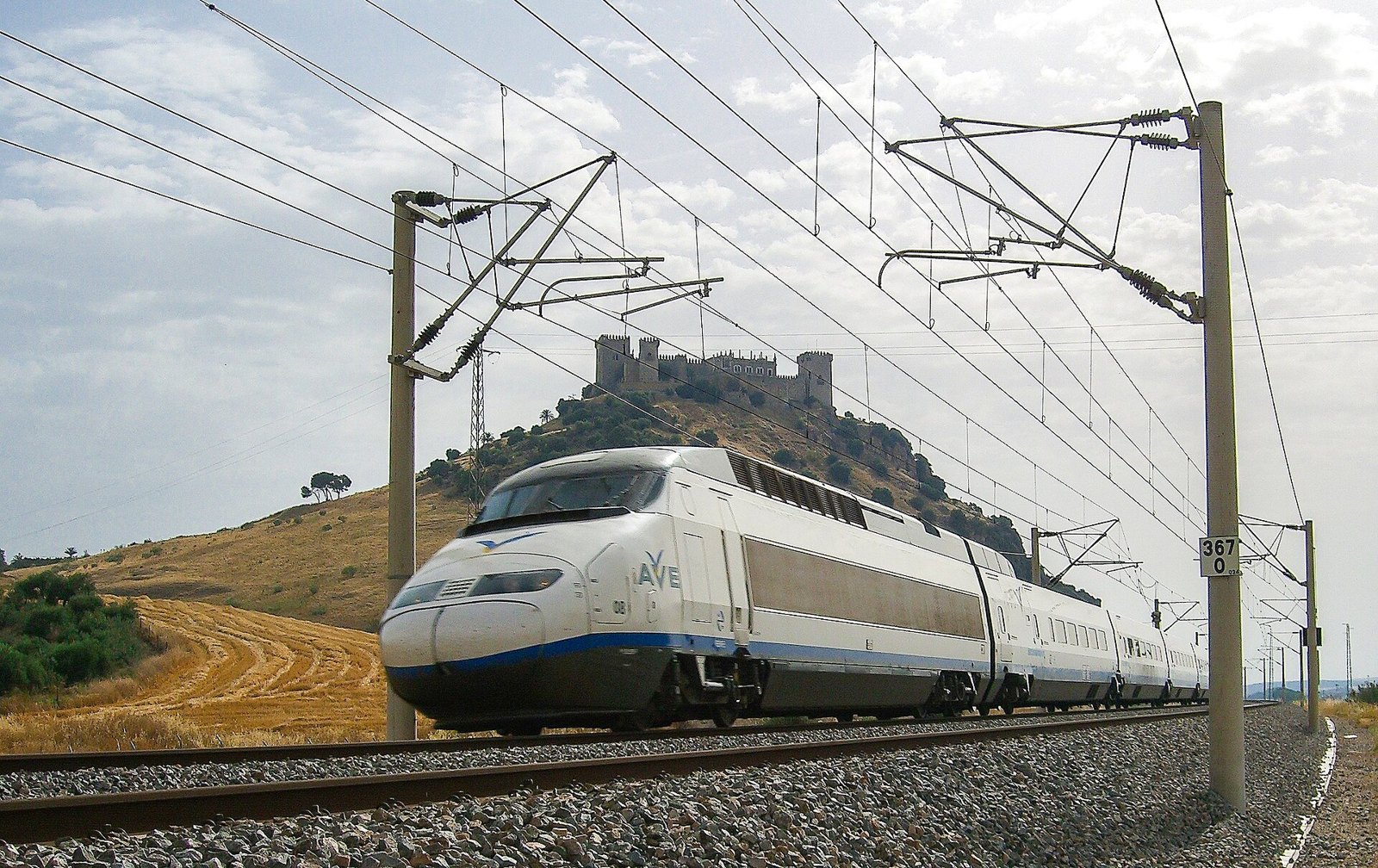 A Renfe AVE S-100 high-speed train of the type that operates the Madrid-Seville line